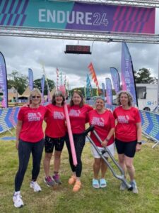 The Sole Sisters team (from left to right Julia Tagg, Penny Schnabel, Nicola O'Connor, Carolyn Wickham, Jackie Wilkinson) at the 2024 Endure 24 event
