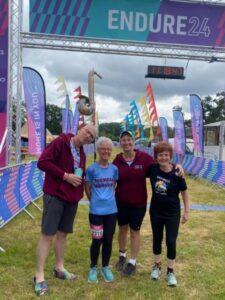 Some members of the Back for More team (from left to right Chris Gill, Shirley Perrett, Jacquie Browne, Susan McKenzie) at the 2024 Endure 24 event